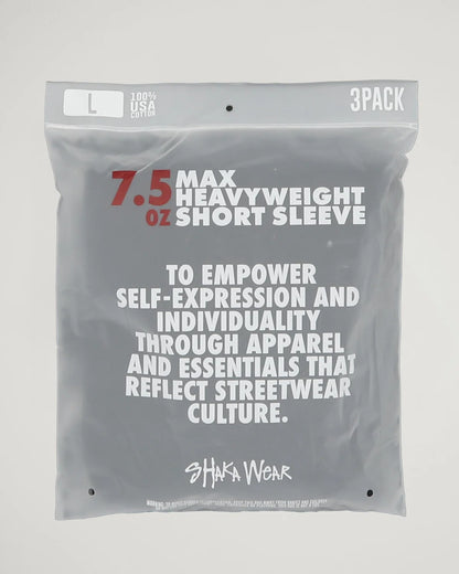 Paquete de 3 - 7.5oz Max Heavyweight Manga Corta