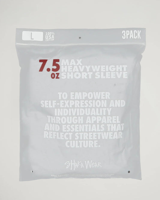Paquete de 3 - 7.5oz Max Heavyweight Manga Corta